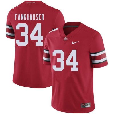 Men's Ohio State Buckeyes #34 Owen Fankhauser Red Nike NCAA College Football Jersey Spring SAC4644BW